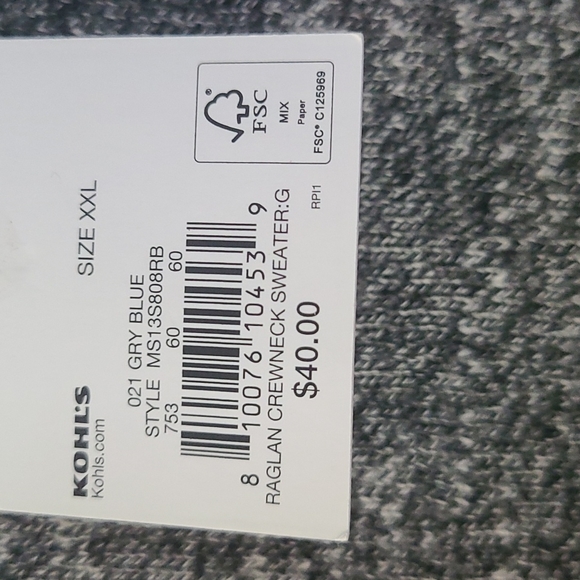 SONOMA MENS PULLOVER RAGLAN CREWNECK SWEATER SIZE 2X - Picture 8 of 9